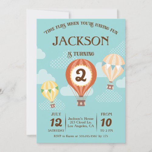 Hot Air Balloon Birthday Party Invitation