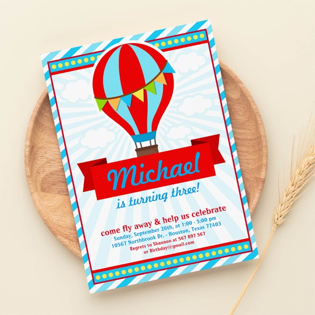 Hot Air Balloon Birthday Party Invitation (Creator Uploaded)