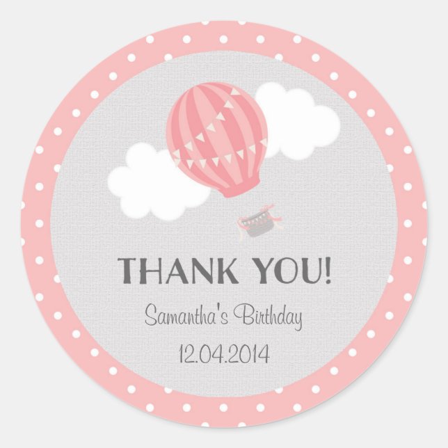 Hot Air Balloon Birthday Sticker (Front)