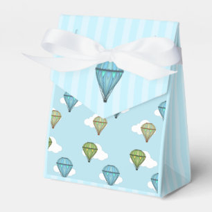 Hot Air Balloon Blue and Green Cloudy Sky Favor Boxes