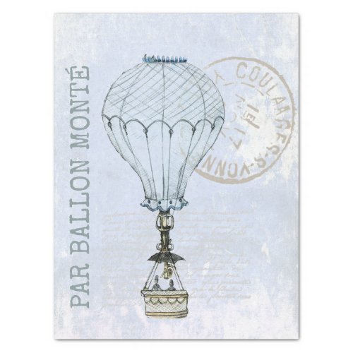 Hot Air Balloon Blue Sky Vintage Postmark French   Tissue Paper