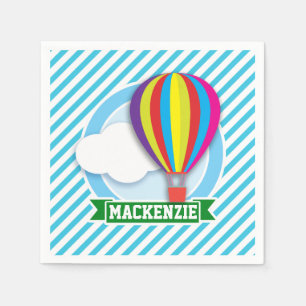 Hot Air Balloon; Blue & White Stripes Napkins