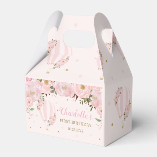Hot Air Balloon Blush Pink Floral Photo Thank You  Favor Boxes
