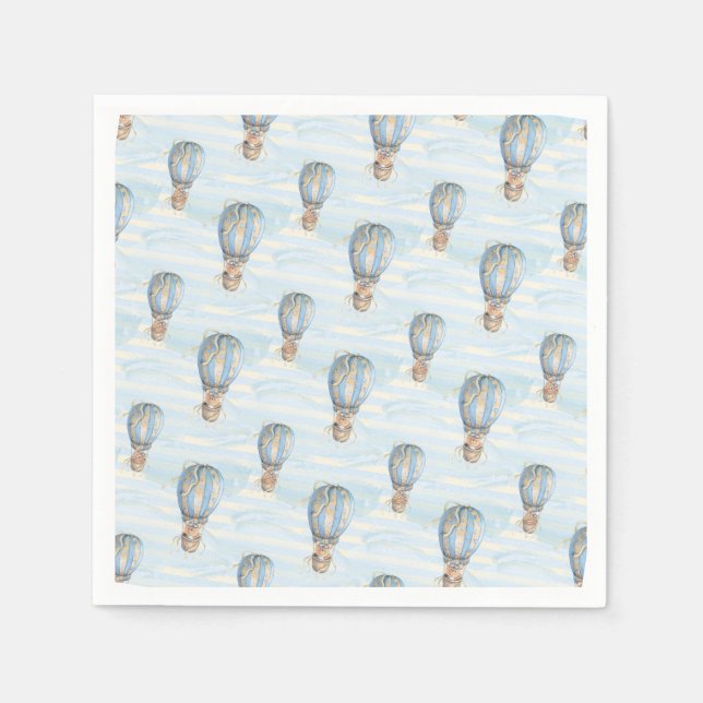Hot Air Balloon Boho Birthday Napkins (Front)
