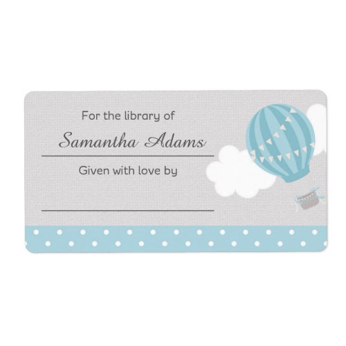 Hot Air Balloon Bookplate Label Sticker