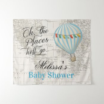 Hot Air Balloon Boy Baby Shower Backdrop by SugSpc_Invitations at Zazzle