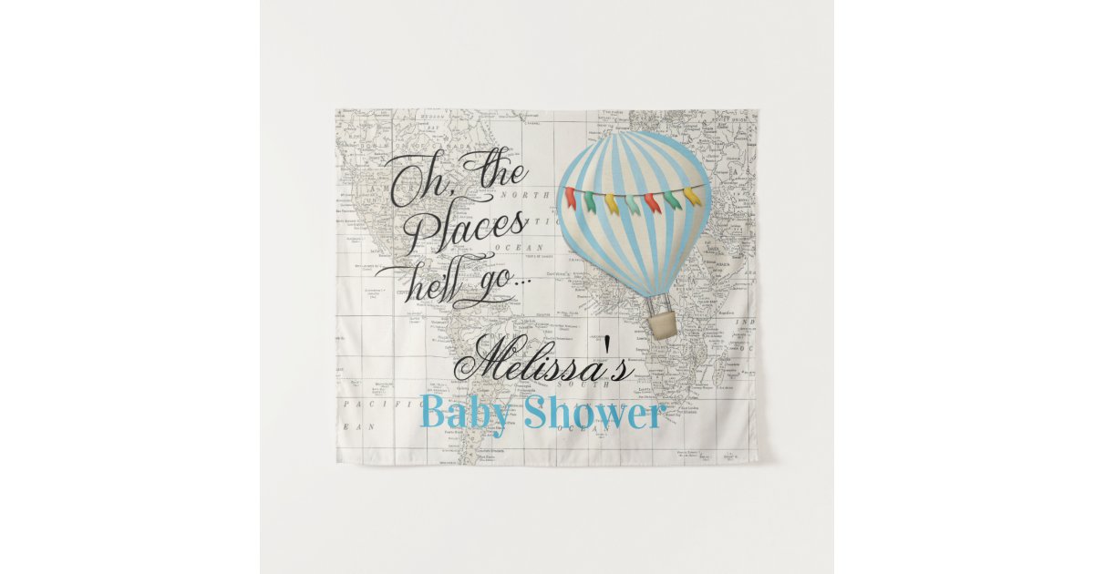 Hot Air Balloon Boy Baby Shower Backdrop Zazzle Com