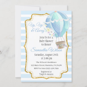 Hot Air Balloon Boy Baby Shower Invitation