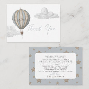 Hot Air Balloon Boy Baby Shower Thank You Note Card