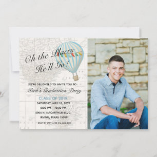 Hot Air Balloon Boy Graduation Invitation