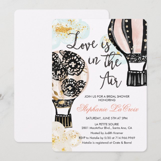 Hot Air Balloon Bridal Shower Invitation (Front/Back)