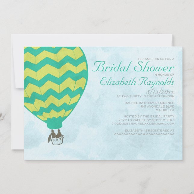 Hot Air Balloon Bridal Shower Invitations (Front)