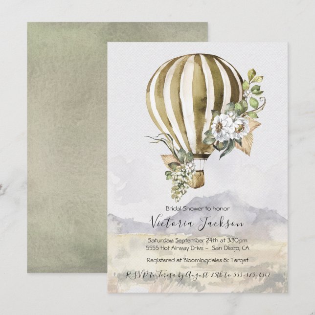 Hot Air Balloon Bridal Shower invitations (Front/Back)