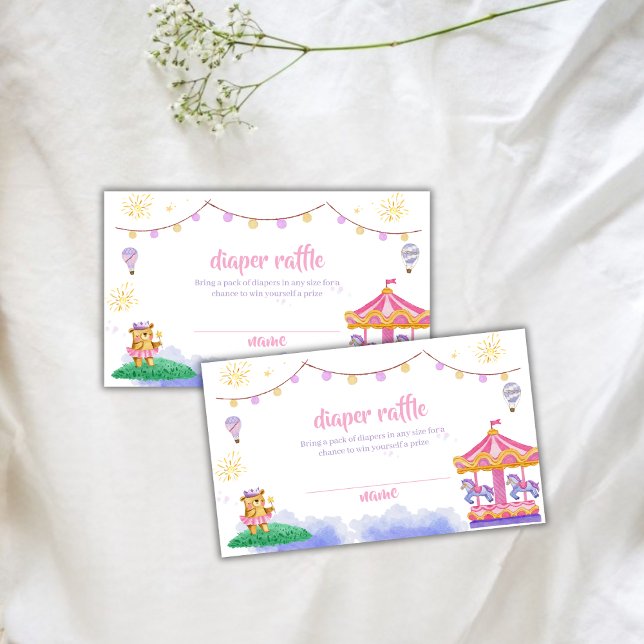 Hot Air Balloon Carousel Diaper Raffle Baby Shower Enclosure Card (Hot Air Balloon Carousel Diaper Raffle Baby Shower Enclosure Card)