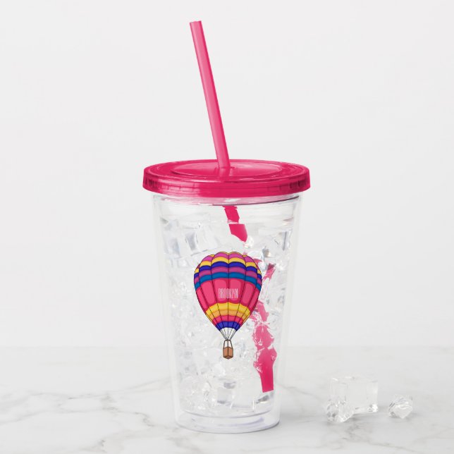 Hot air balloon cartoon illustration acrylic tumbler (Front Ice)
