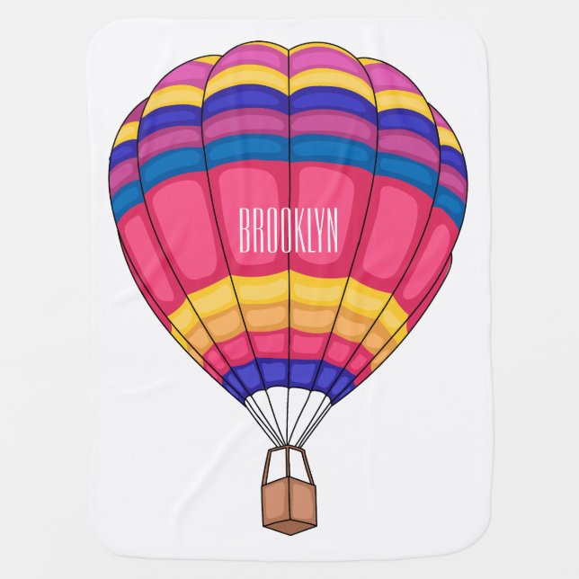 Hot air balloon cartoon illustration  baby blanket (Front)