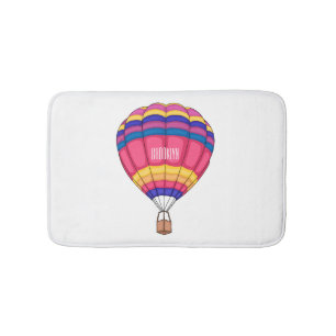 Hot air balloon cartoon illustration bath mat