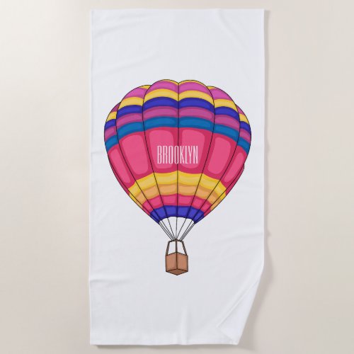 Hot air balloon cartoon illustration  beach towel