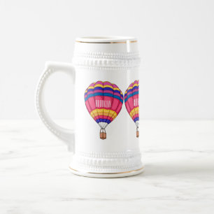 Hot air balloon cartoon illustration beer stein