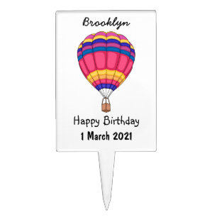 Hot air balloon cartoon illustration cake topper