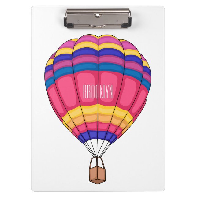 Hot air balloon cartoon illustration clipboard (Front)
