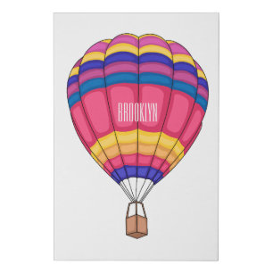 Hot air balloon cartoon illustration faux canvas print