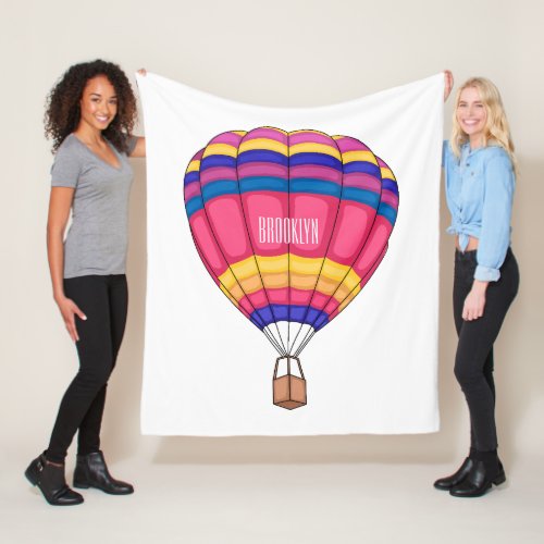 Hot air balloon cartoon illustration fleece blanket