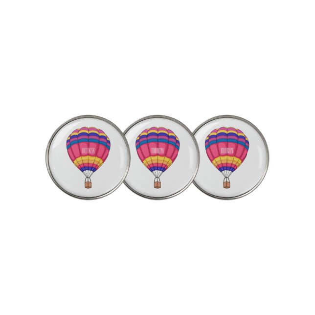 Hot air balloon cartoon illustration golf ball marker (3 Up)