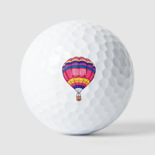 Hot air balloon cartoon illustration golf balls