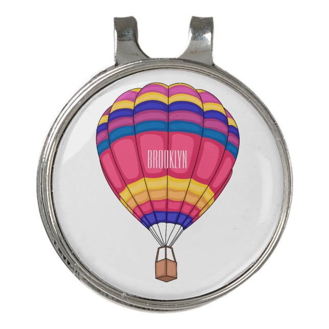 Hot air balloon cartoon illustration  golf hat clip (Front)