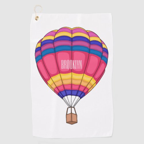 Hot air balloon cartoon illustration golf towel