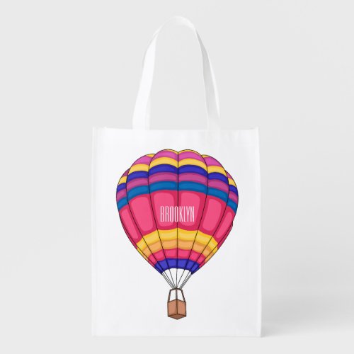 Hot air balloon cartoon illustration grocery bag