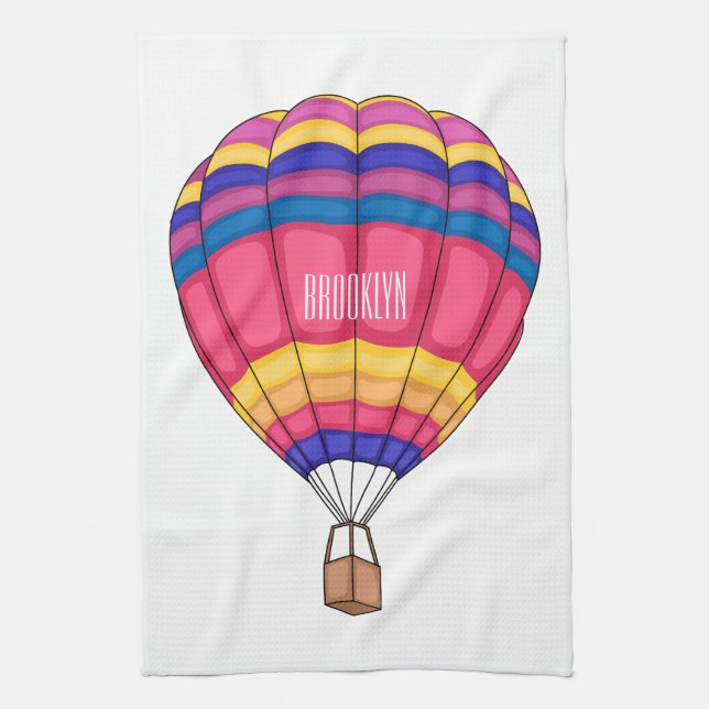 Hot air balloon cartoon illustration  kitchen towel (Vertical)