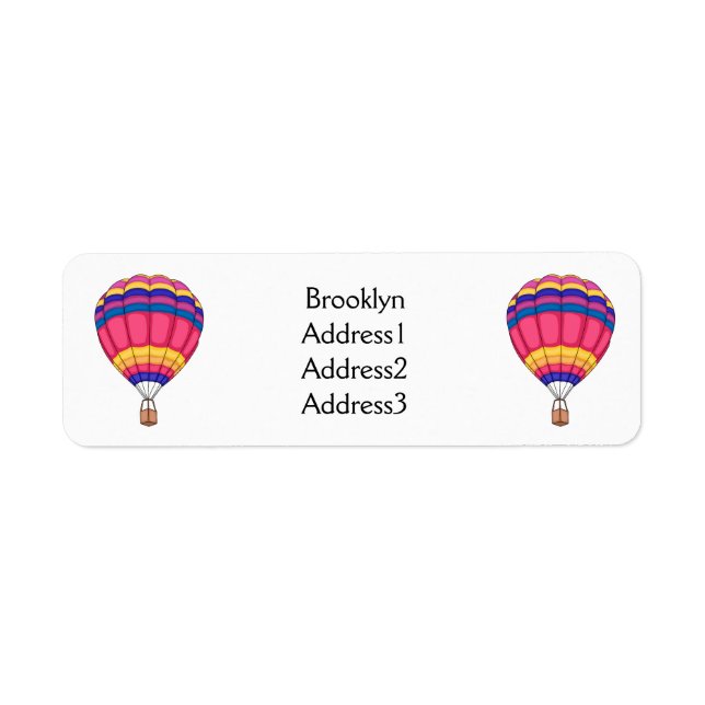Hot air balloon cartoon illustration label (Front)