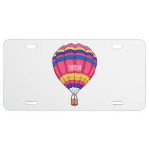 Hot air balloon cartoon illustration license plate