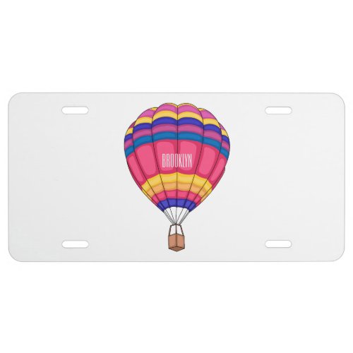 Hot air balloon cartoon illustration  license plate