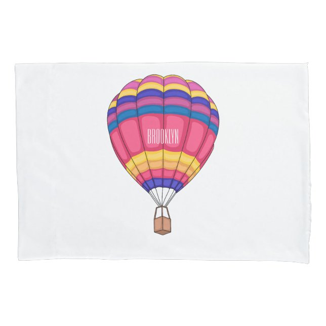 Hot air balloon cartoon illustration pillow case (Front)