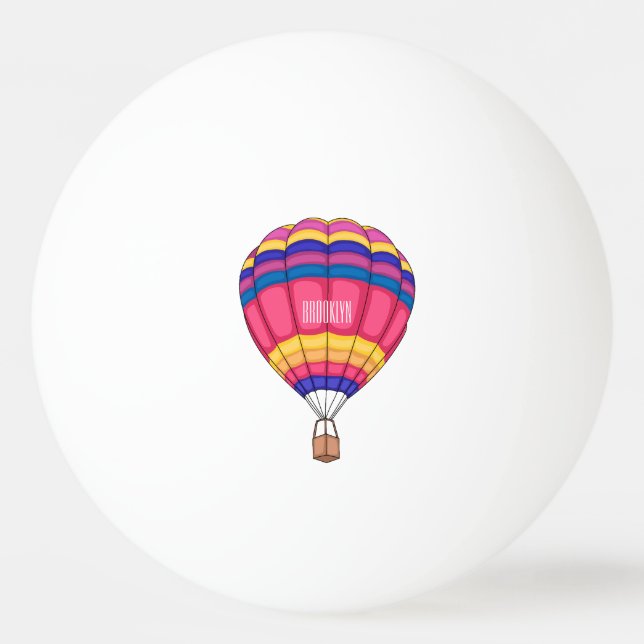 Hot air balloon cartoon illustration ping pong ball (Front)