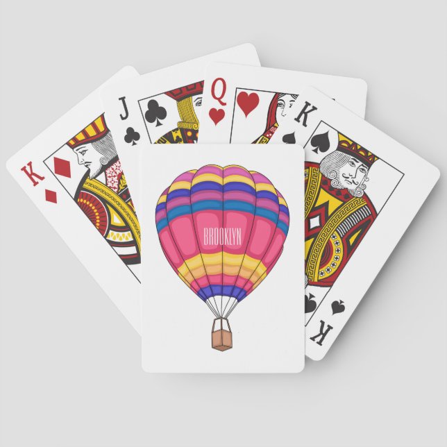 Hot air balloon cartoon illustration poker cards (Back)