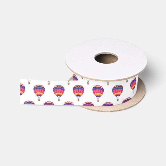 Hot air balloon cartoon illustration satin ribbon (Spool)