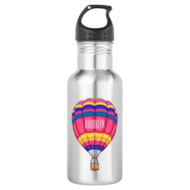 Hot air balloon cartoon illustration stainless steel water bottle (Front)