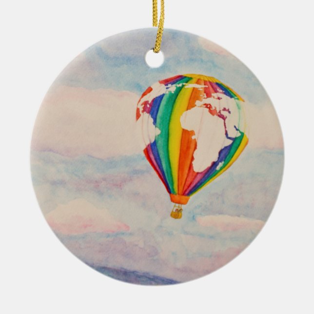 Hot Air Balloon Ceramic Ornament (Front)