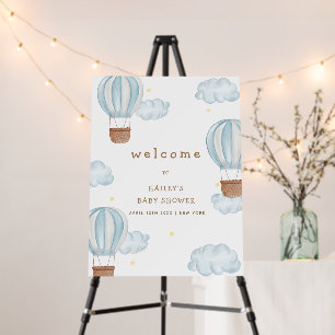 Hot Air Balloon Cloud Boy Baby Shower Welcome Sign