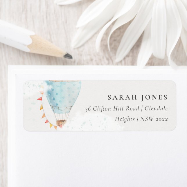 Hot Air Balloon Clouds Stars We have Moved Address Label (Insitu)