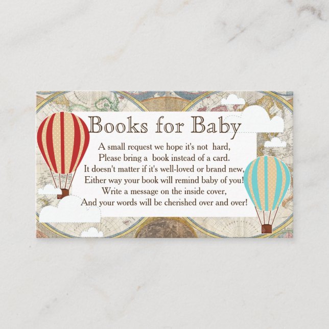 Hot Air Balloon & Clouds World Map Book Request Enclosure Card (Front)
