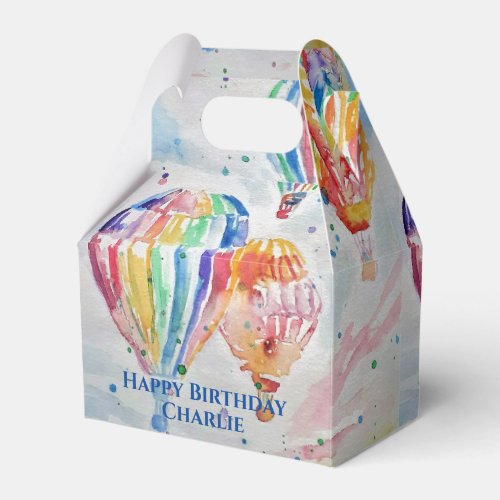 Hot Air Balloon colorful Boys Birthday Watercolor  Favor Boxes