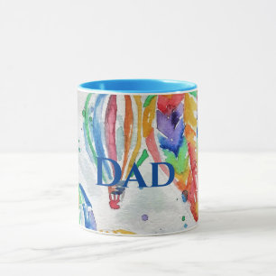Hot Air Balloon Colorful Watercolor Painting Mug