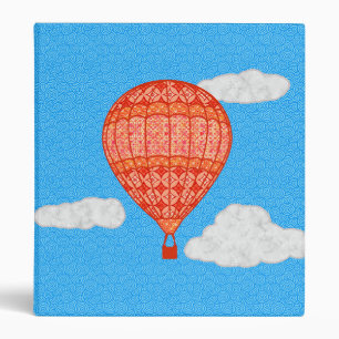 Hot Air Balloon, Coral Orange Against a Blue Sky 3 Ring Binder