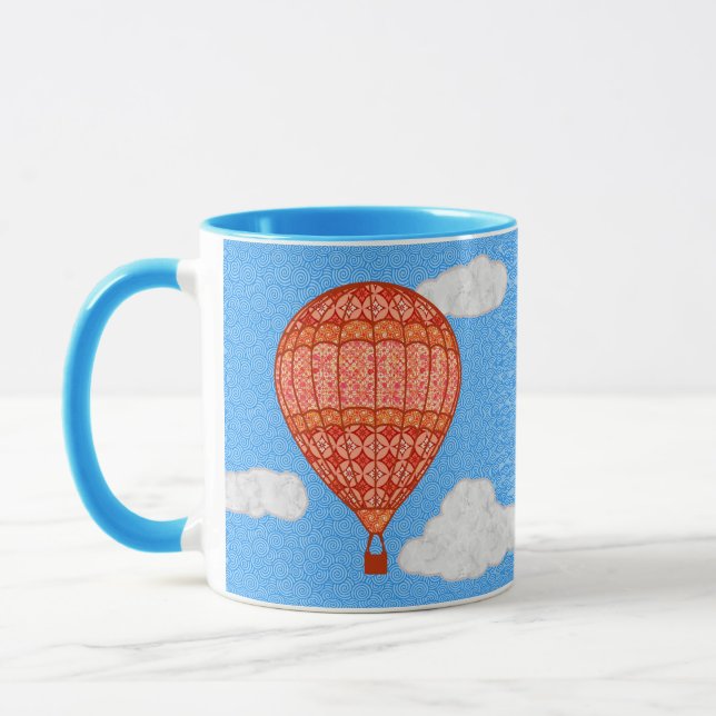 Hot Air Balloon, Coral Orange Against a Blue Sky Mug (Left)