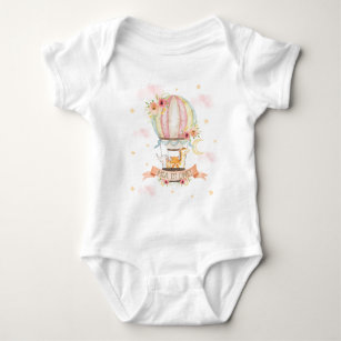 Hot Air Balloon Cute Animals 1st Birthday Outfit   Baby Bodysuit